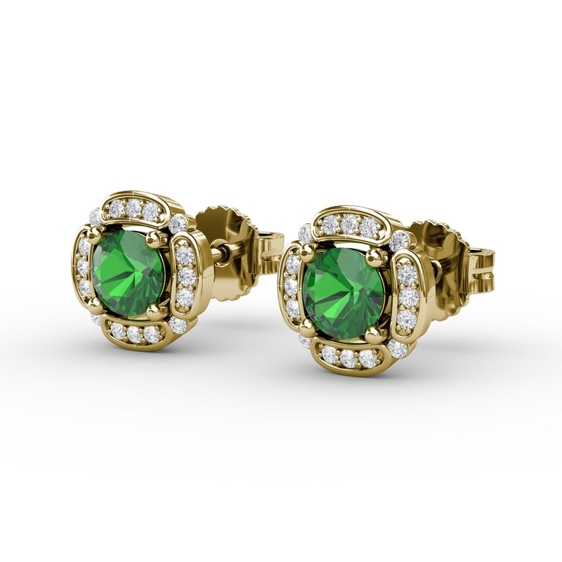 Fana Vintage Channel Setting Stud Earrings