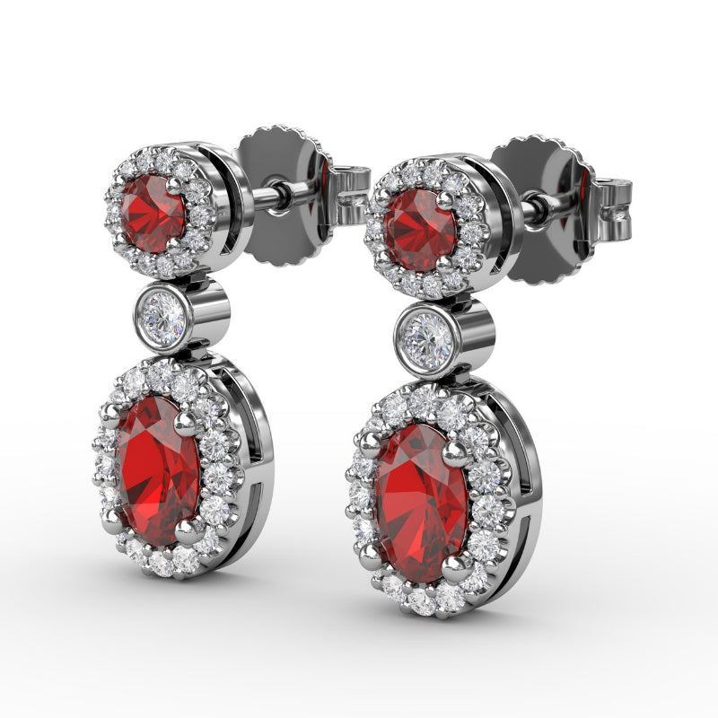 Fana Set the Scene Ruby and Diamond Dangle Earrings