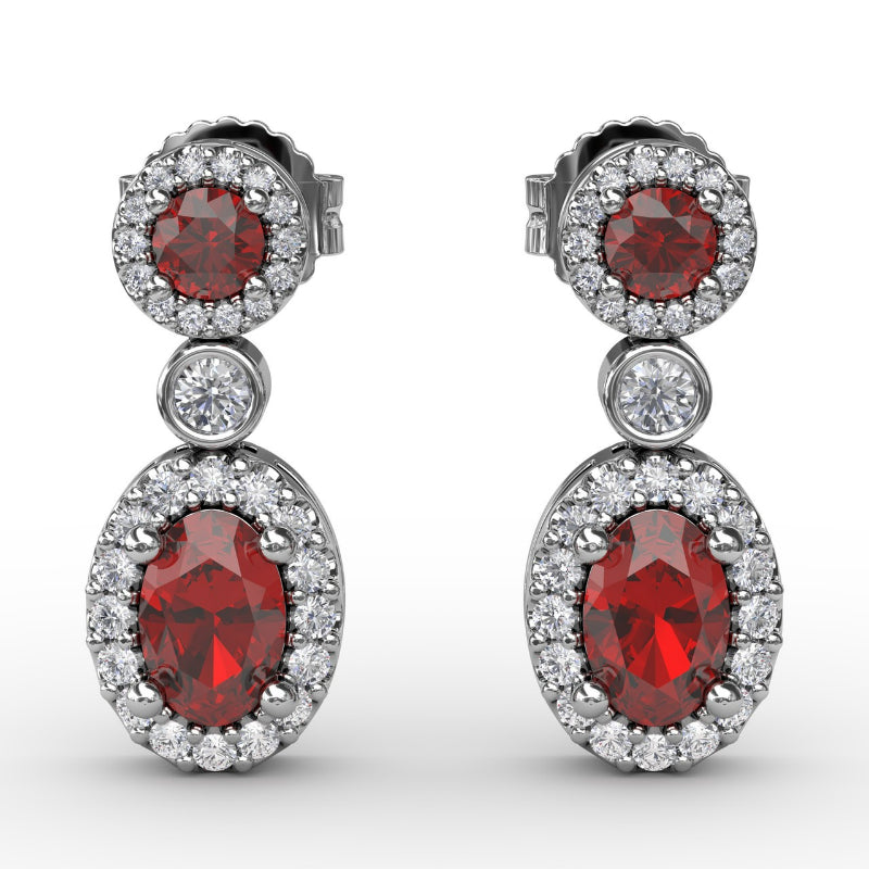 Fana Set the Scene Ruby and Diamond Dangle Earrings