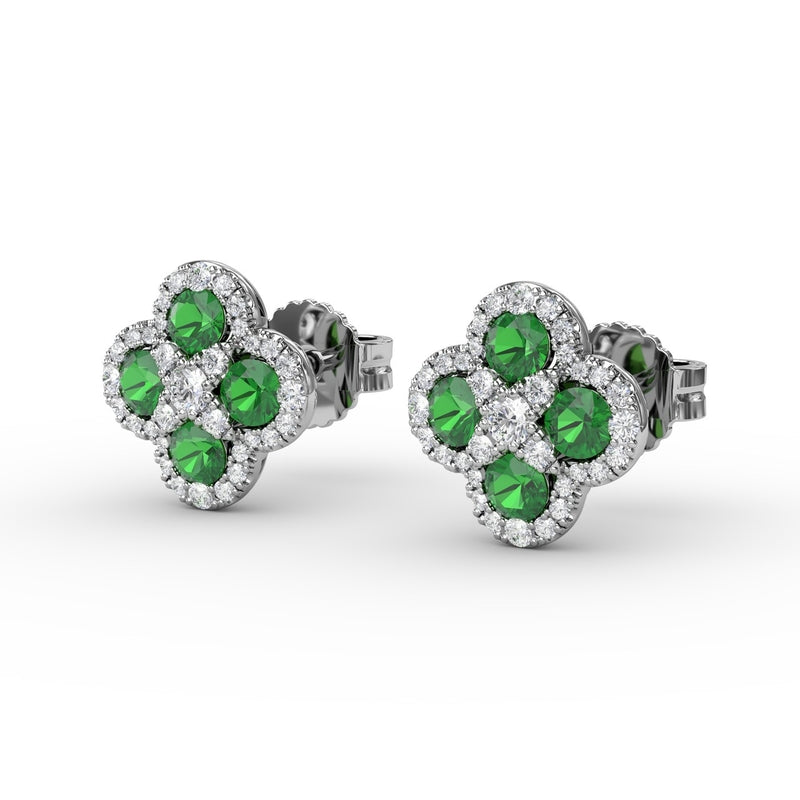 Fana Endless Bliss Emerald and Diamond Cluster Studs