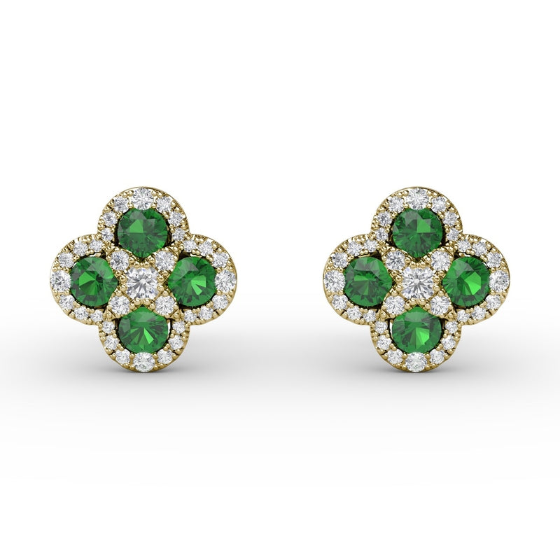 Fana Endless Bliss Emerald and Diamond Cluster Studs