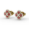 Fana Endless Bliss Ruby and Diamond Cluster Studs