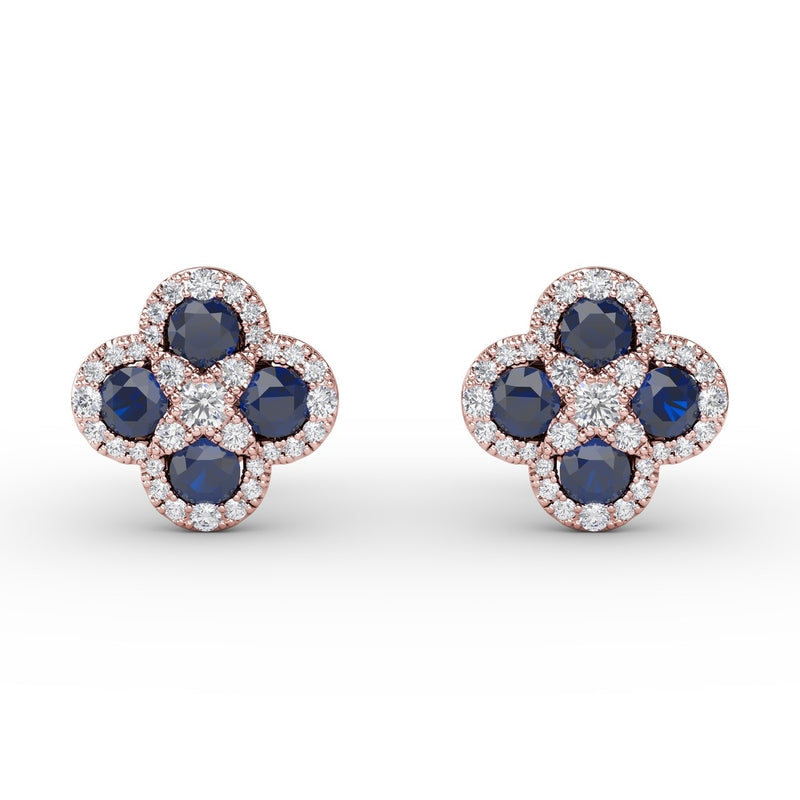 Fana Endless Bliss Sapphire and Diamond Cluster Studs