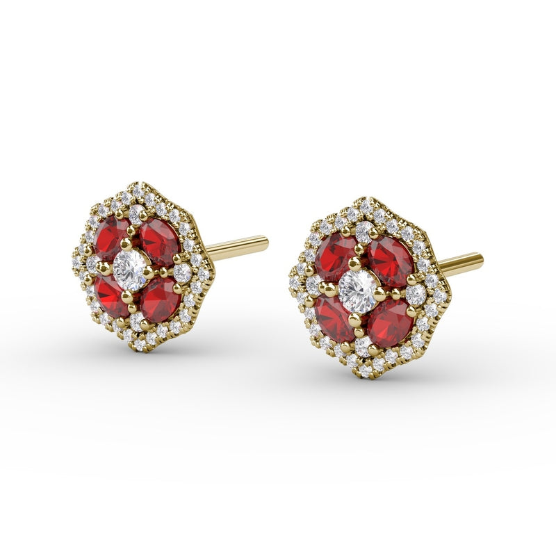 Fana Striking Ruby and Diamond Stud Earrings