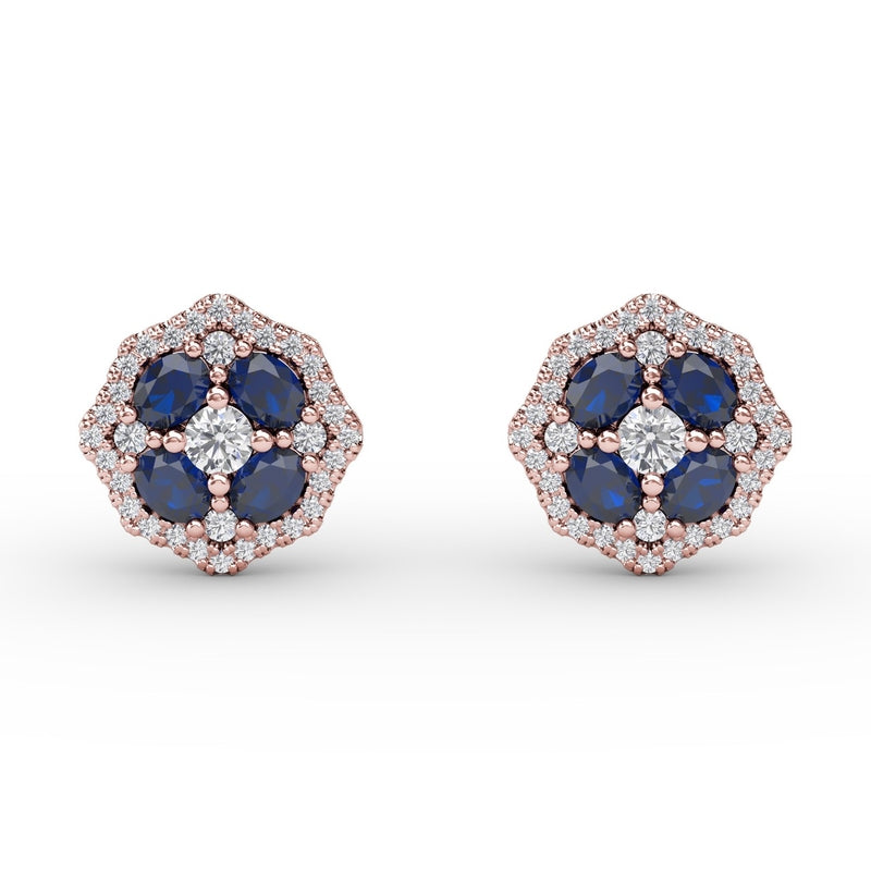 Fana Striking Sapphire and Diamond Stud Earrings