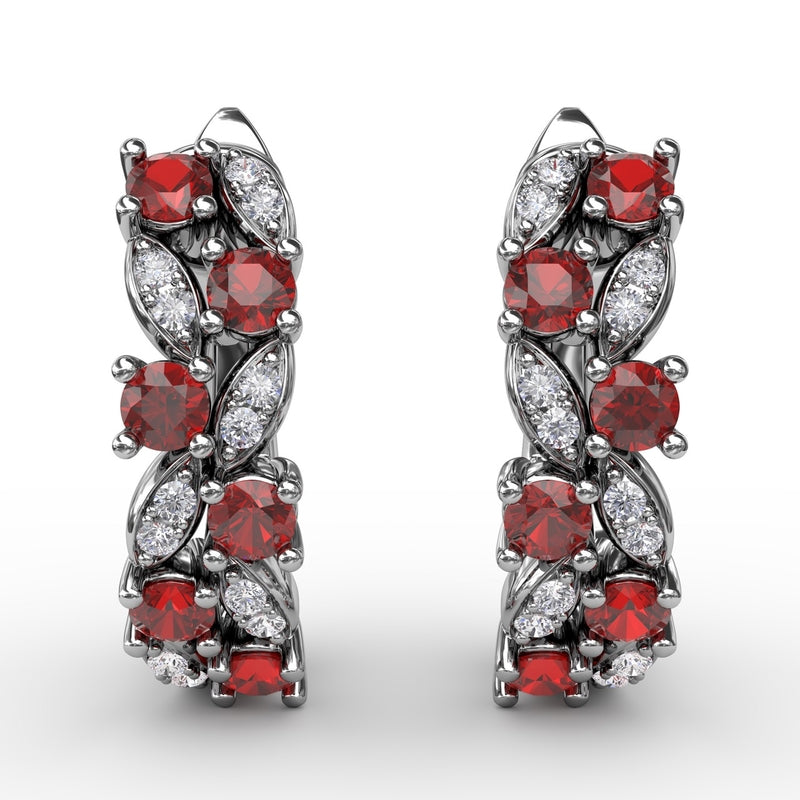 Fana Clustered Ruby and Diamond Earrings