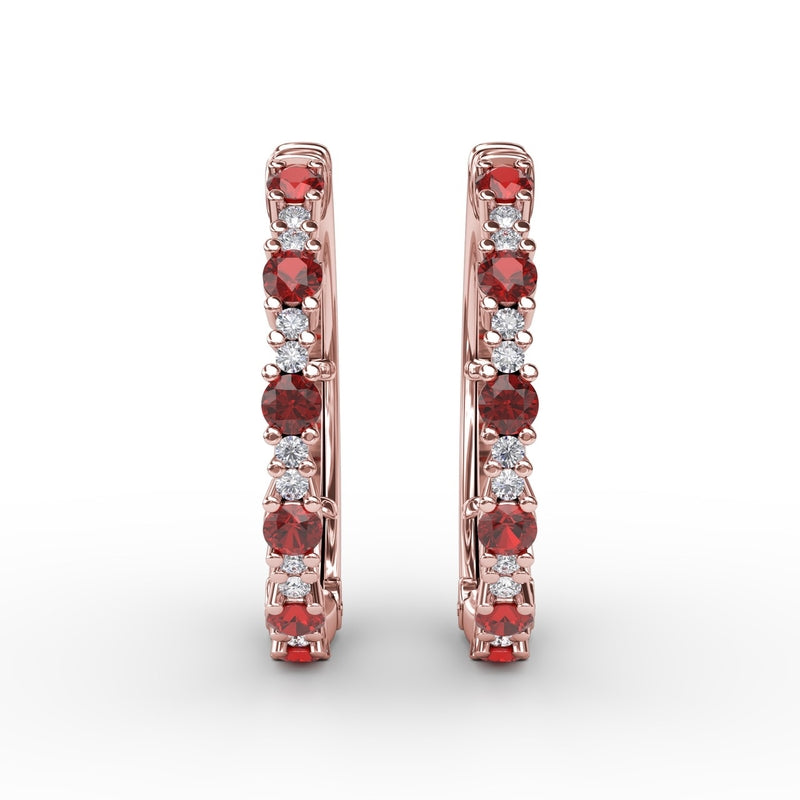 Fana Precious Ruby and Diamond Hoop Earrings