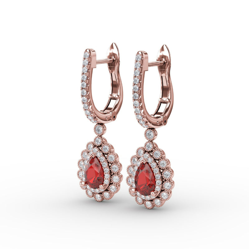 Fana Pear-Shaped Ruby and Diamond Earrings