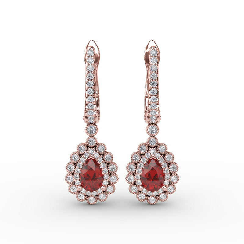 Fana Pear-Shaped Ruby and Diamond Earrings