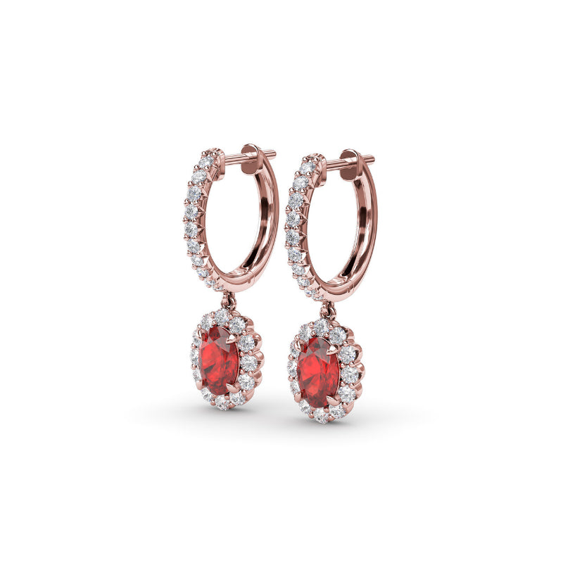 Fana Dazzling Ruby and Diamond Drop Earrings