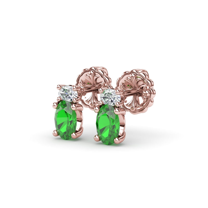 Fana Oval Emerald and Diamond Stud Earrings