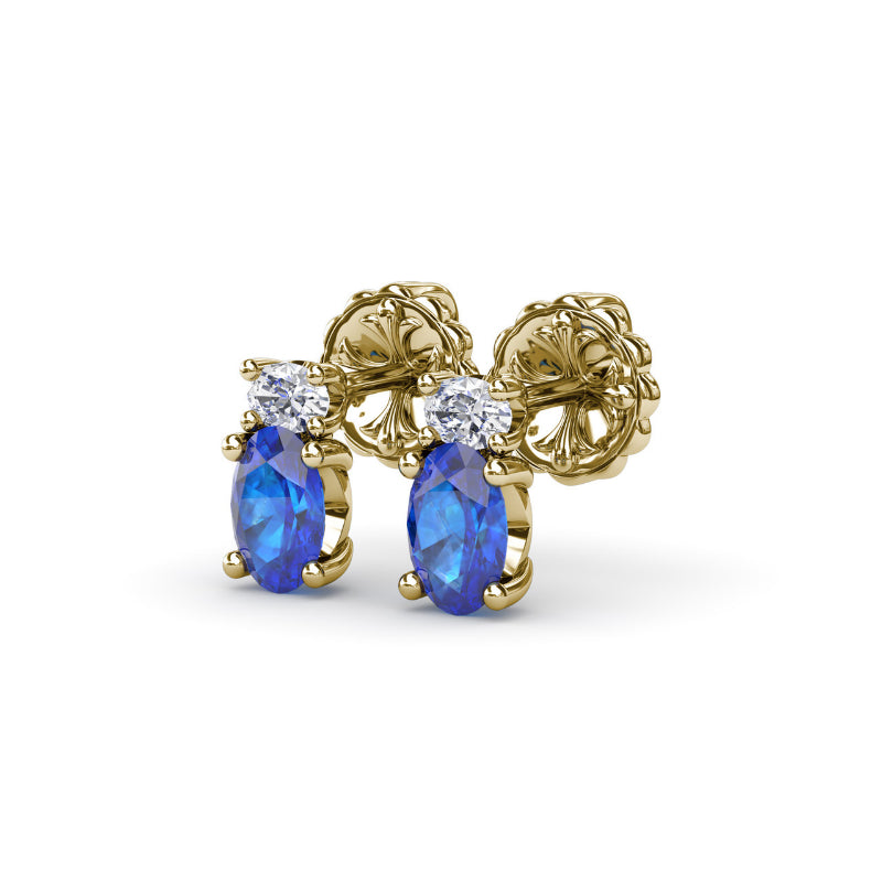 Fana Oval Sapphire and Diamond Stud Earrings