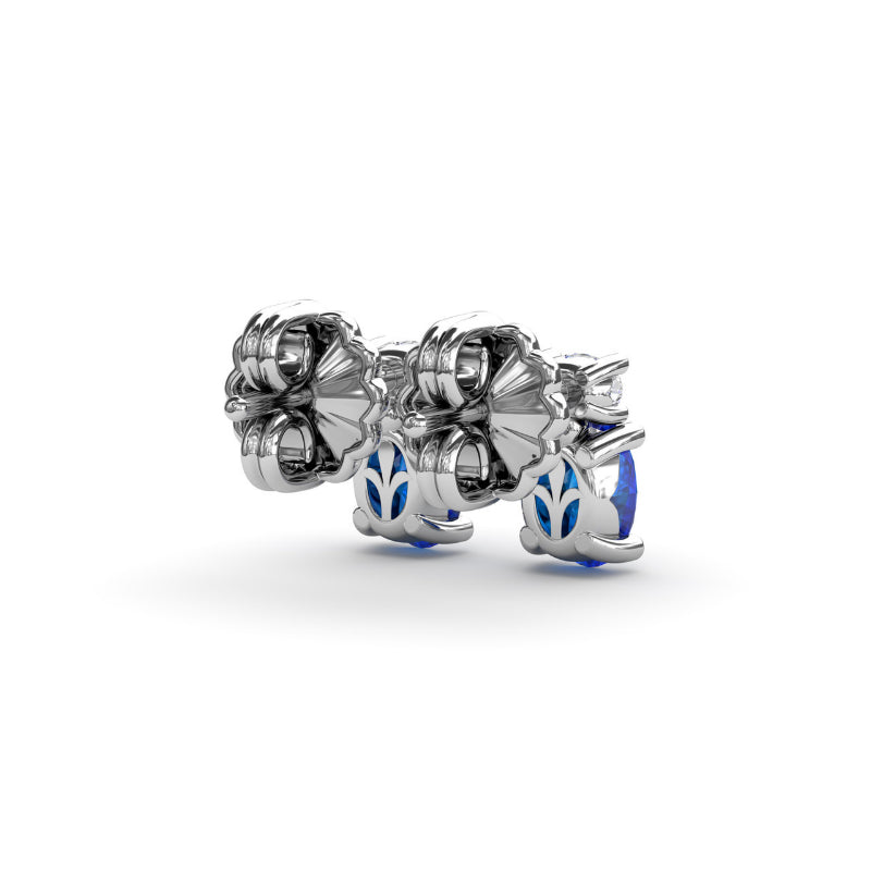 Fana Oval Sapphire and Diamond Stud Earrings