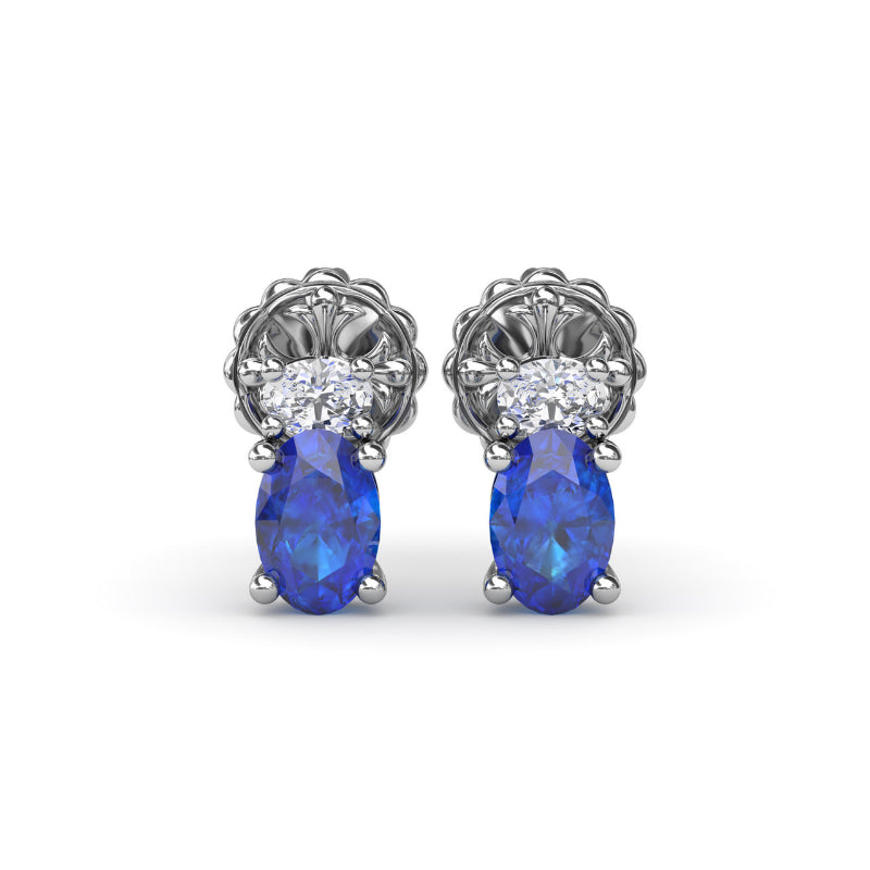 Fana Oval Sapphire and Diamond Stud Earrings