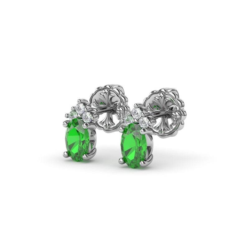 Fana Oval Emerald and Diamond Stud Earrings