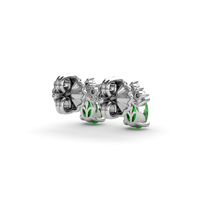 Fana Oval Emerald and Diamond Stud Earrings