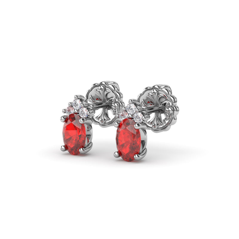 Fana Oval Ruby and Diamond Stud Earrings