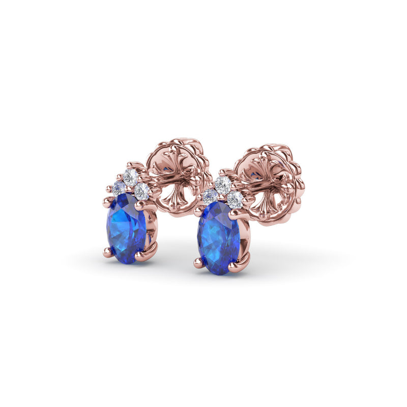 Fana Oval Sapphire and Diamond Stud Earrings