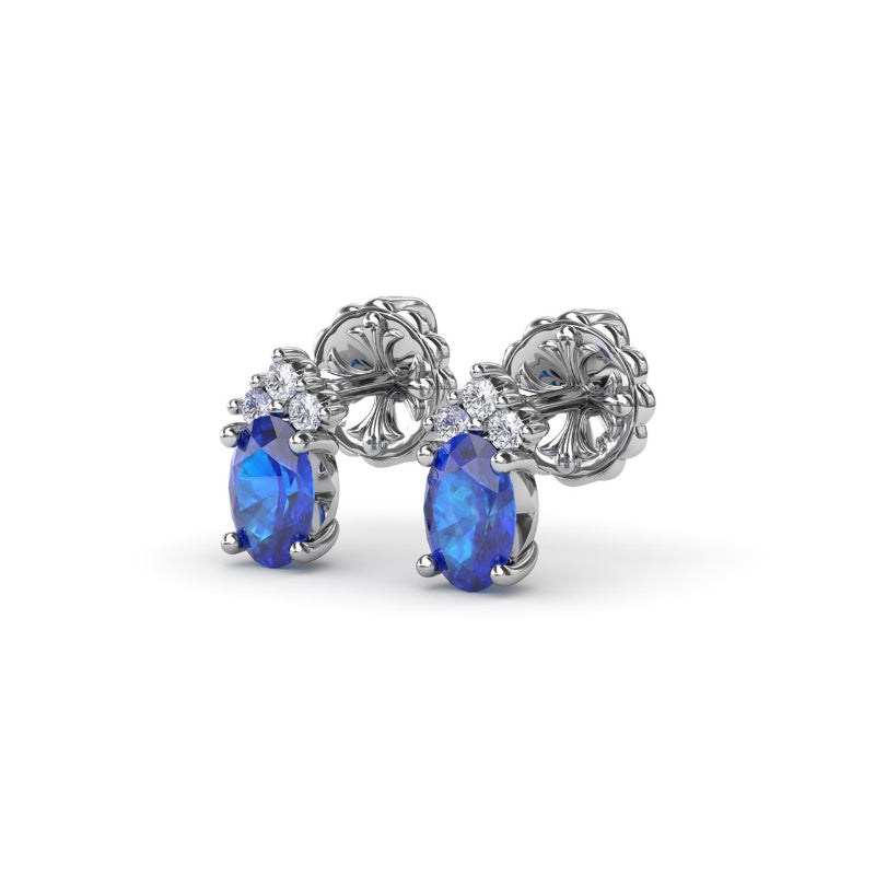 Fana Oval Sapphire and Diamond Stud Earrings