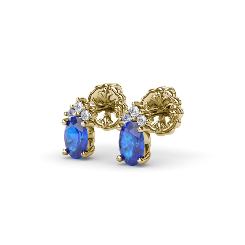 Fana Oval Sapphire and Diamond Stud Earrings