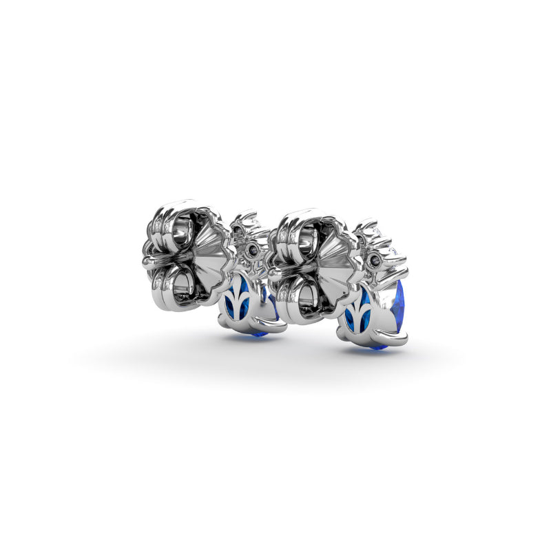 Fana Oval Sapphire and Diamond Stud Earrings