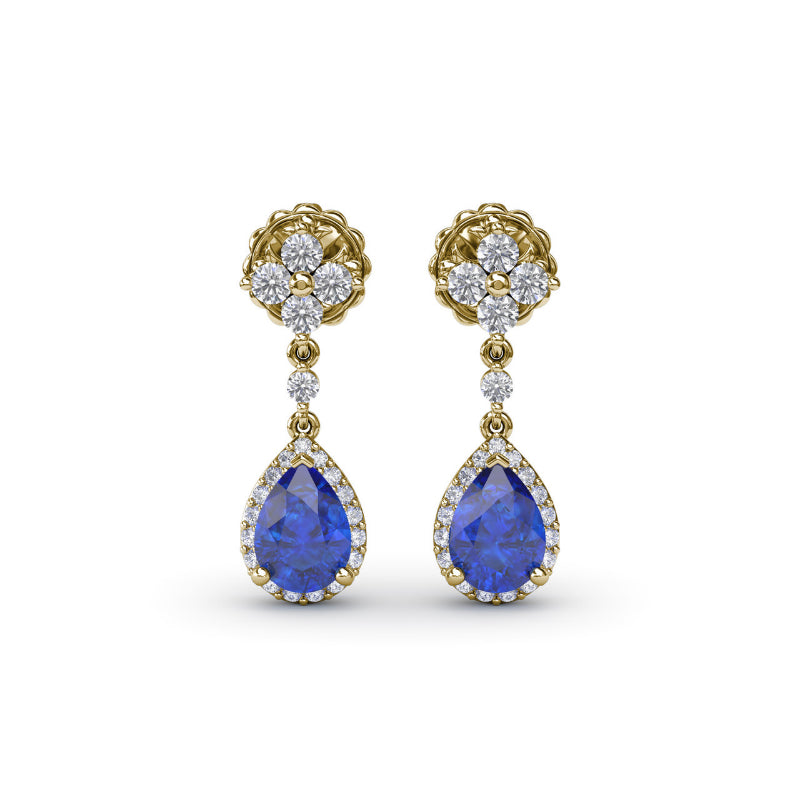 Fana Sapphire and Diamond Teardrop Dangle Earrings