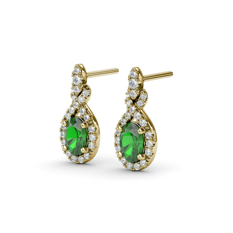 Fana Love Knot Emerald and Diamond Earrings