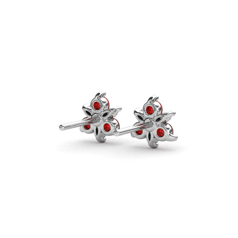 Fana Trio Stud Ruby and Diamond Earrings