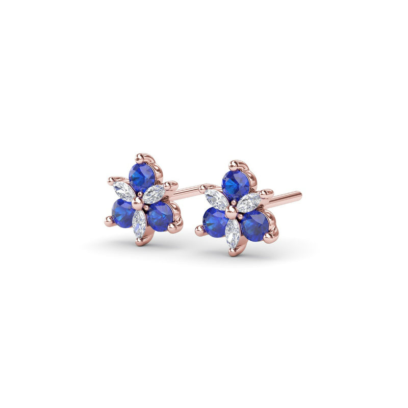 Fana Trio Stud Sapphire and Diamond Earrings