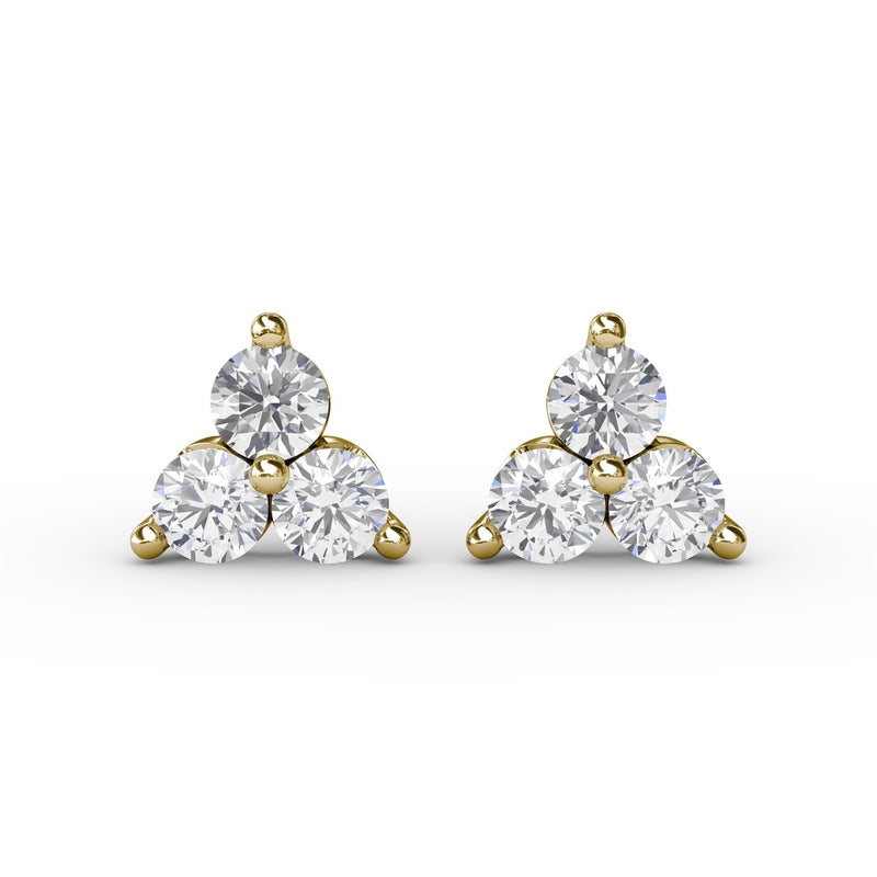 Fana Diamond Cluster Triangle Stud Earrings