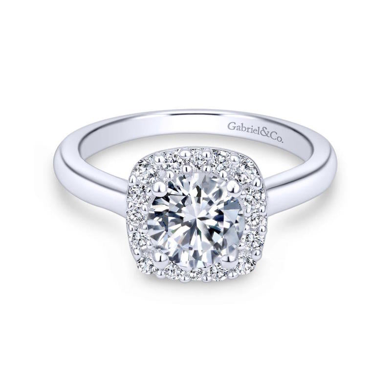 Gabriel & Co. 14k White Gold Contemporary Halo Engagement Ring