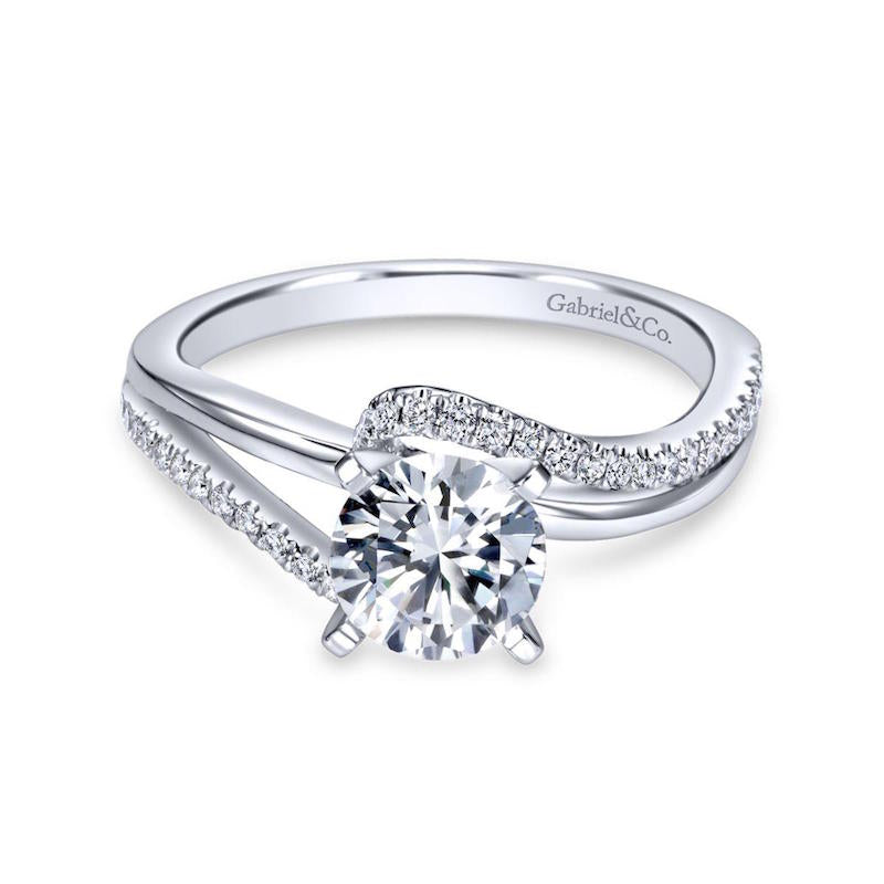 Gabriel & Co. 14k White Gold Contemporary Bypass Engagement Ring