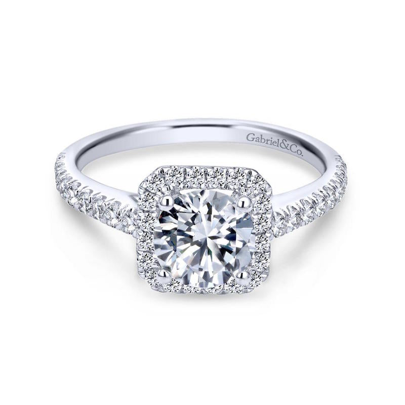 Gabriel & Co. 14k White Gold Contemporary Halo Engagement Ring