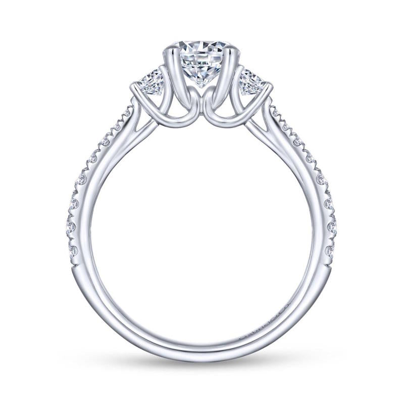 Gabriel & Co. 14k White Gold Contemporary 3 Stone Engagement Ring