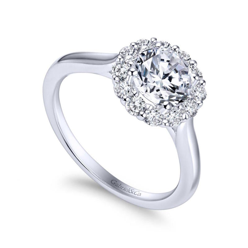 Gabriel & Co. 14k White Gold Contemporary Halo Engagement Ring