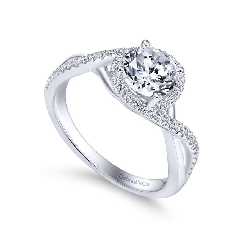 Gabriel & Co. 14k White Gold Contemporary Twisted Engagement Ring