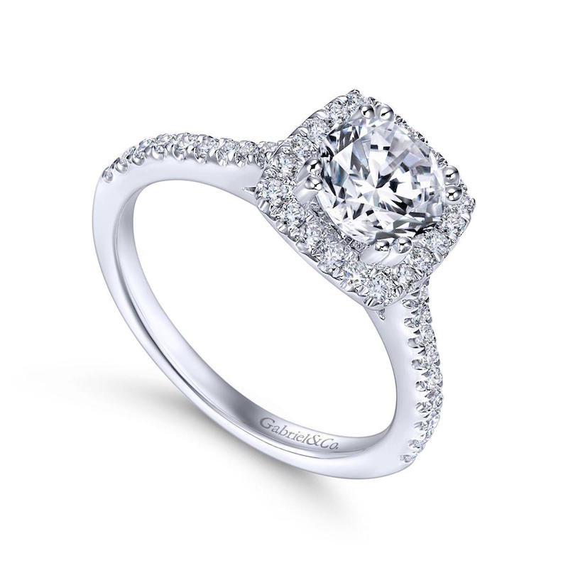 Gabriel & Co. 14k White Gold Contemporary Halo Engagement Ring