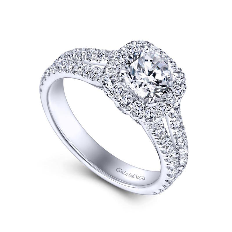 Gabriel & Co. 14k White Gold Contemporary Halo Engagement Ring