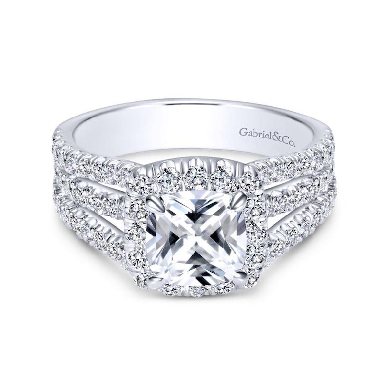 Gabriel & Co. 14k White Gold Contemporary Halo Engagement Ring