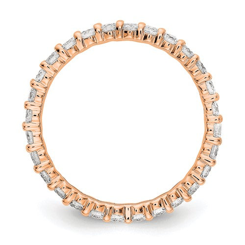 Quality Gold 14k Rose Gold Polished Size 9 Shared Prong 1 carat Diamond Complete Eternity Band