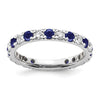 Quality Gold 14k White Gold Lab Grown Dia SI1/SI2 G H I and Cr Blue Sapphire Eternity Band