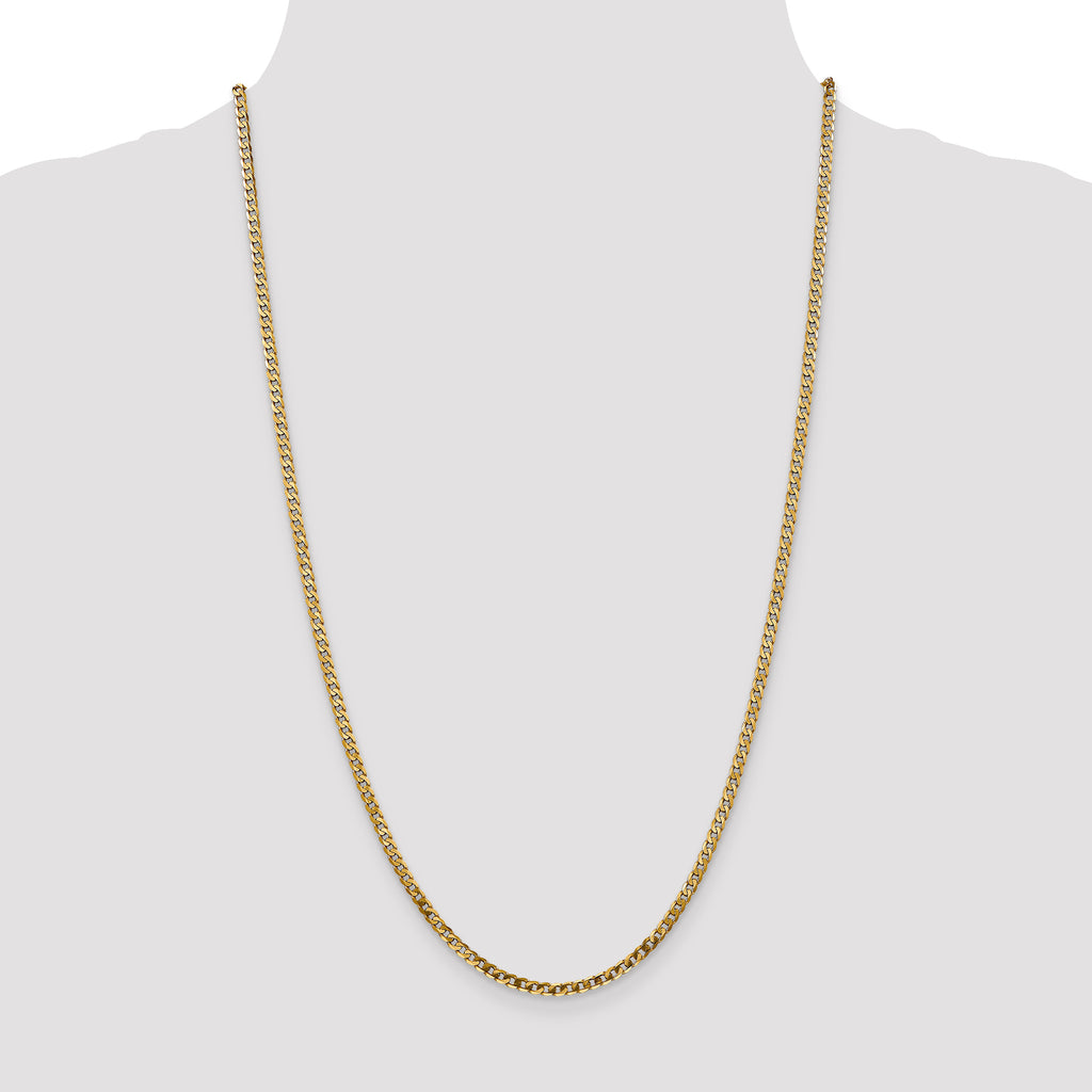 Quality Gold 14K 24 inch 2.9mm Flat Beveled Curb with Lobster Clasp Chain