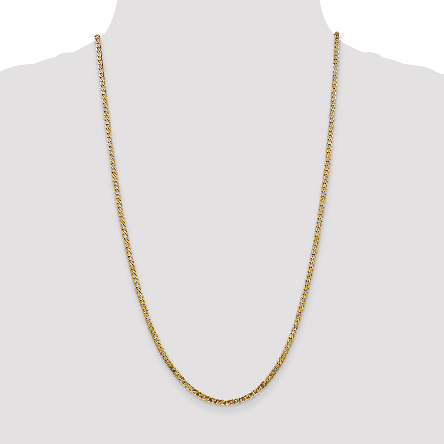 Quality Gold 14K 20 inch 2.9mm Flat Beveled Curb with Lobster Clasp Chain