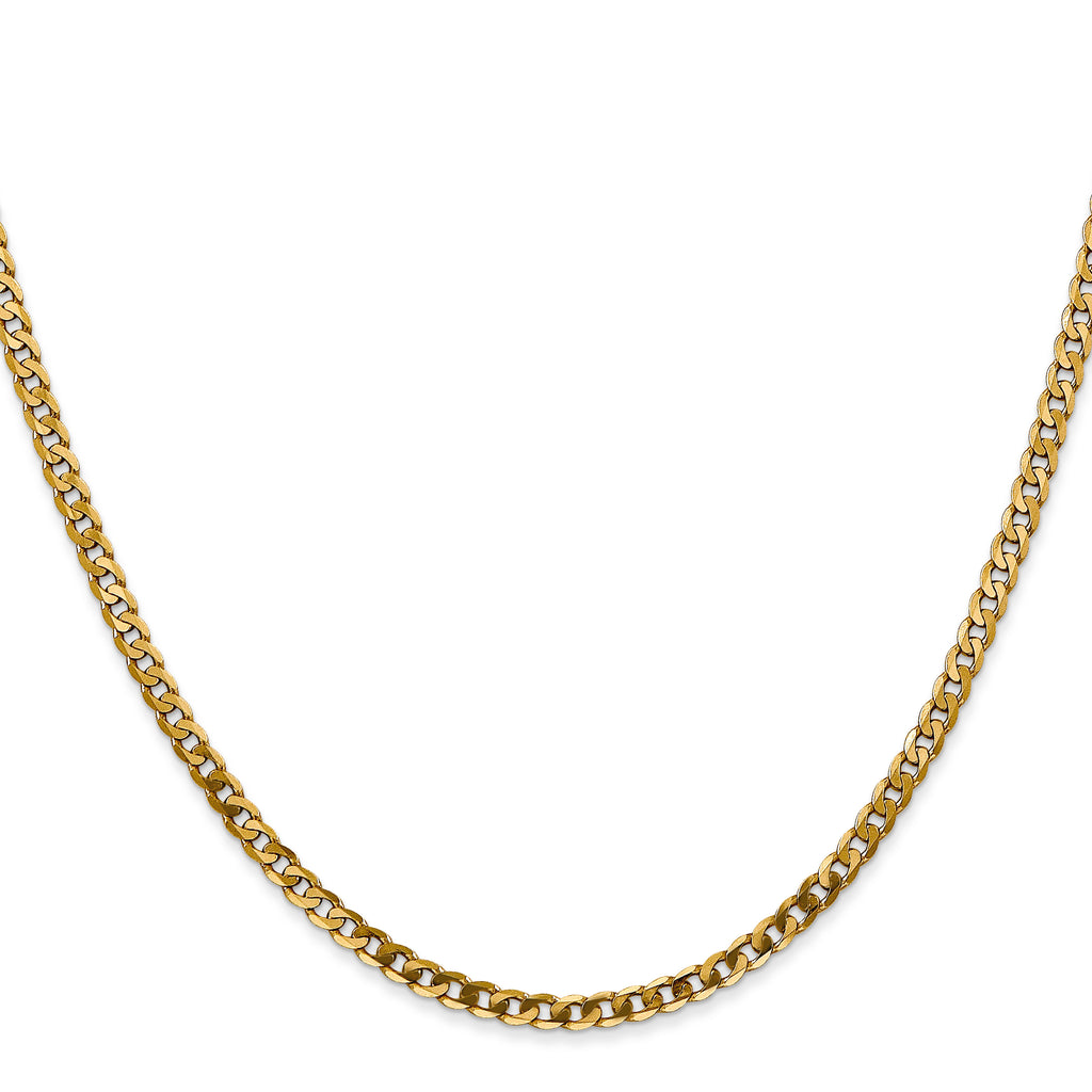 Quality Gold 14K 24 inch 2.9mm Flat Beveled Curb with Lobster Clasp Chain