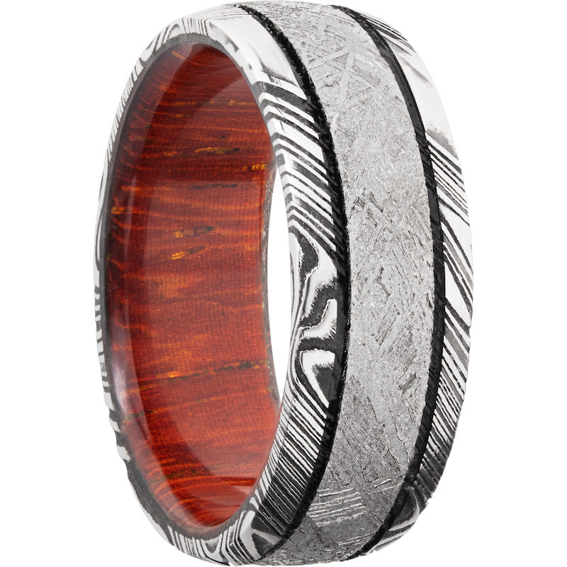 Lashbrook White Damascus Steel Hardwood 8mm Men's Wedding Band