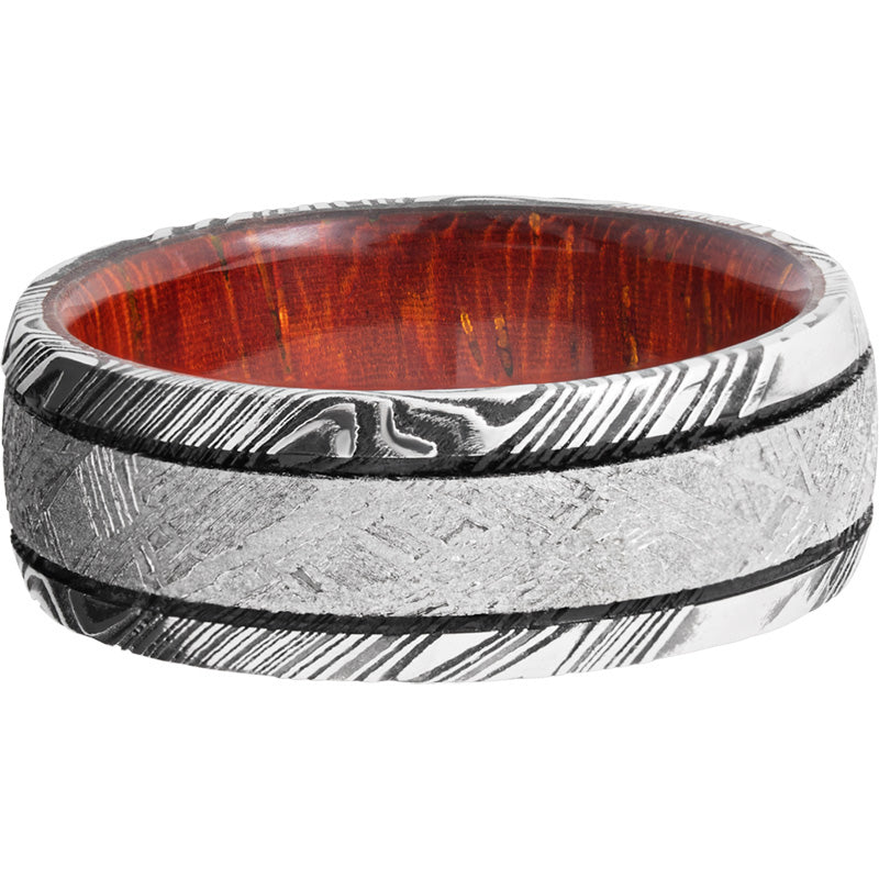 Lashbrook White Damascus Steel Hardwood 8mm Men's Wedding Band