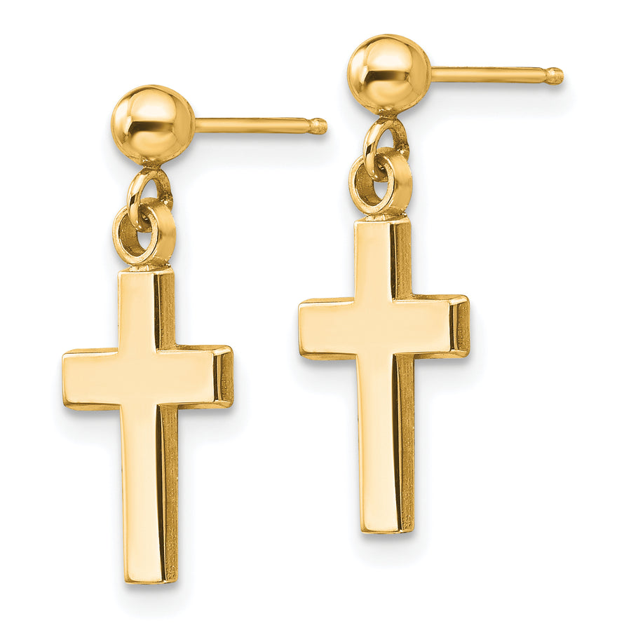 Quality Gold 14k Polished Cross Earrings