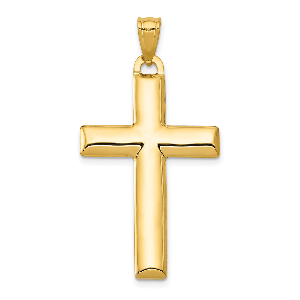 Quality Gold 14K with Rhodium Reversible Yellowith White Cross Pendant