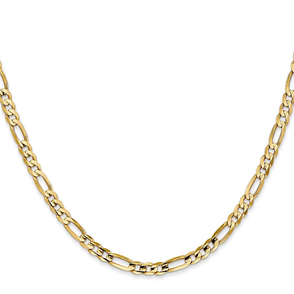 Quality Gold 14K 24 inch 4mm Concave Open Figaro with Lobster Clasp Chain