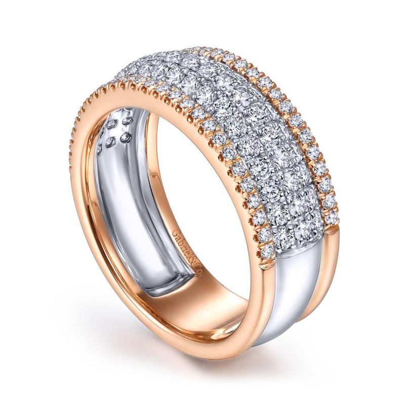 Gabriel & Co. 14k Two Tone Gold Lusso Diamond Ring